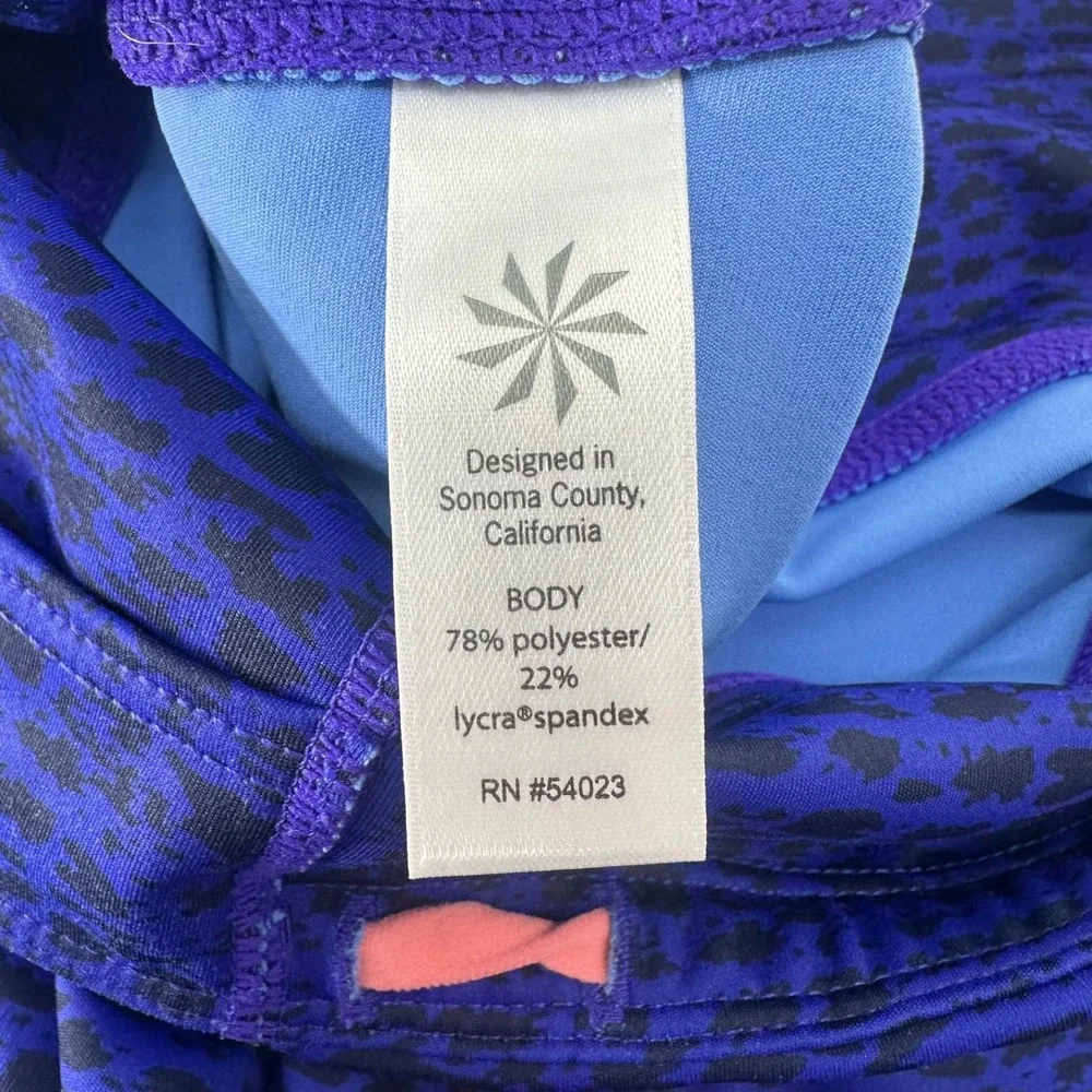 Athleta Women's Blue Animal Print Leggings with Pink Stripes - Size M - Picture 3 of 10